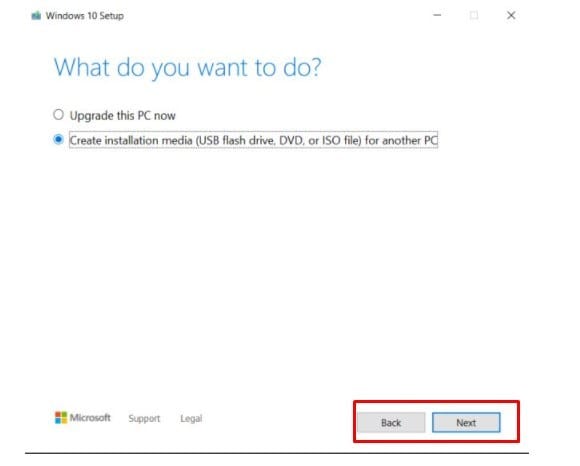 Create Windows 10 Bootable USB Drive in windows 10 setup