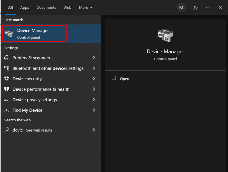device manger in settings