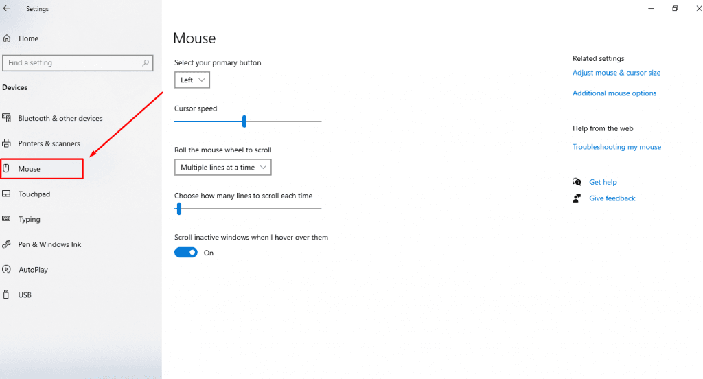 Basic Mouse Settings in Windows 10