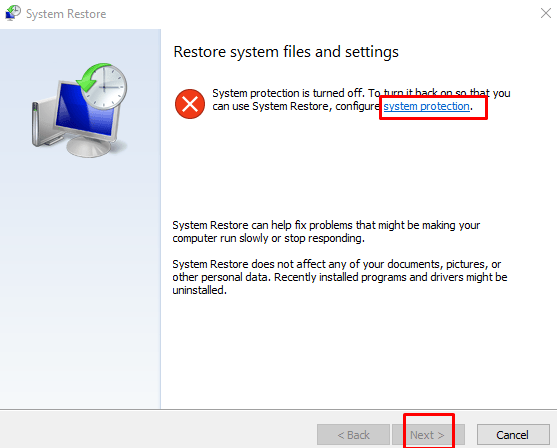 Restore system files and settings