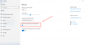 Scrolling Choices on Mouse Wheel settings in windows 10