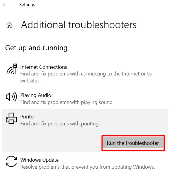 Printer in an Error State? Troubleshoot Like a Pro with These Tips 5 Additional Troubleshooters in settings