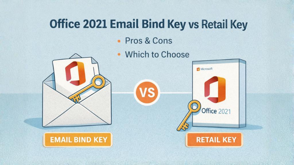 microsoft office 2021 email bind key vs retail key