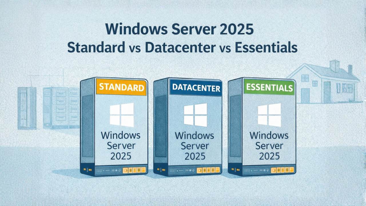 Windows Server 2025 Standard vs Datacenter vs Essentials